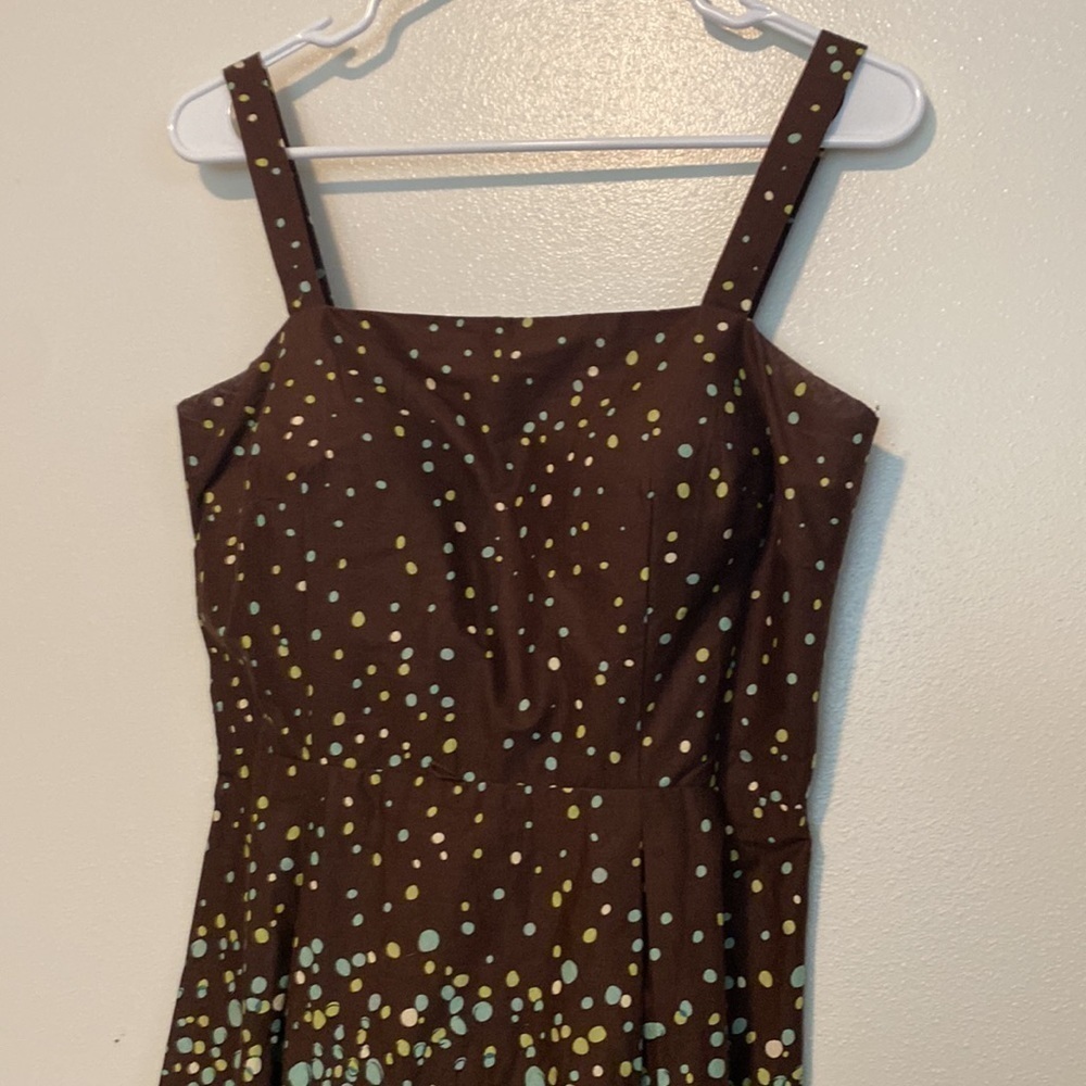 MADISON leigh brown dotted adjustable strap dress size 8 - Picture 2 of 8